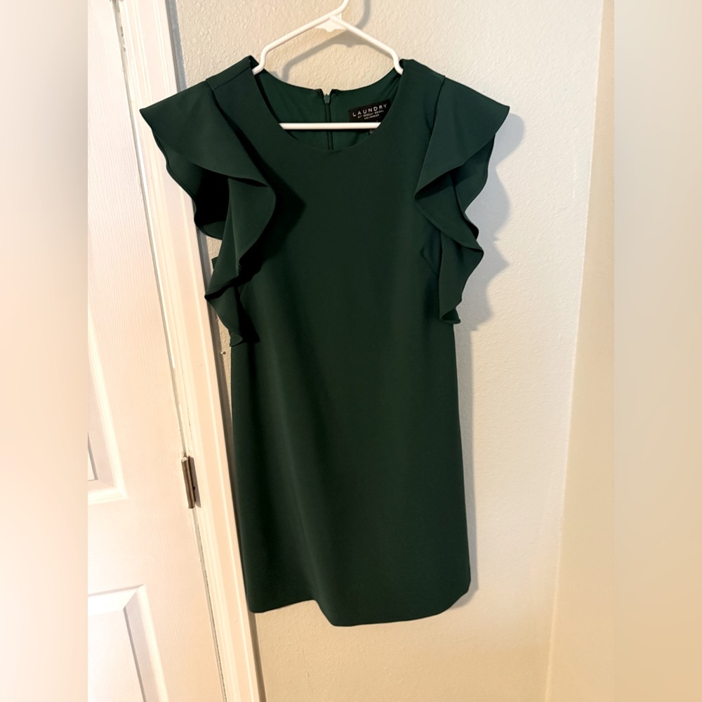 Laundry By Shelli Segal Dark Green Ruffle Mini Dress